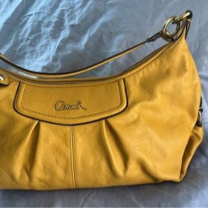 Coach Ashley Hobo Mustard Leather Shoulder Handbag